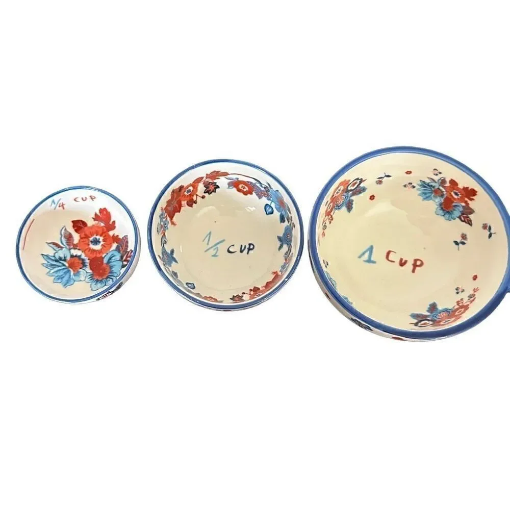 Anthropologie Measuring Cups NATHALIE LETE Set of 3 BIBELOT Squirrel Deer Flora